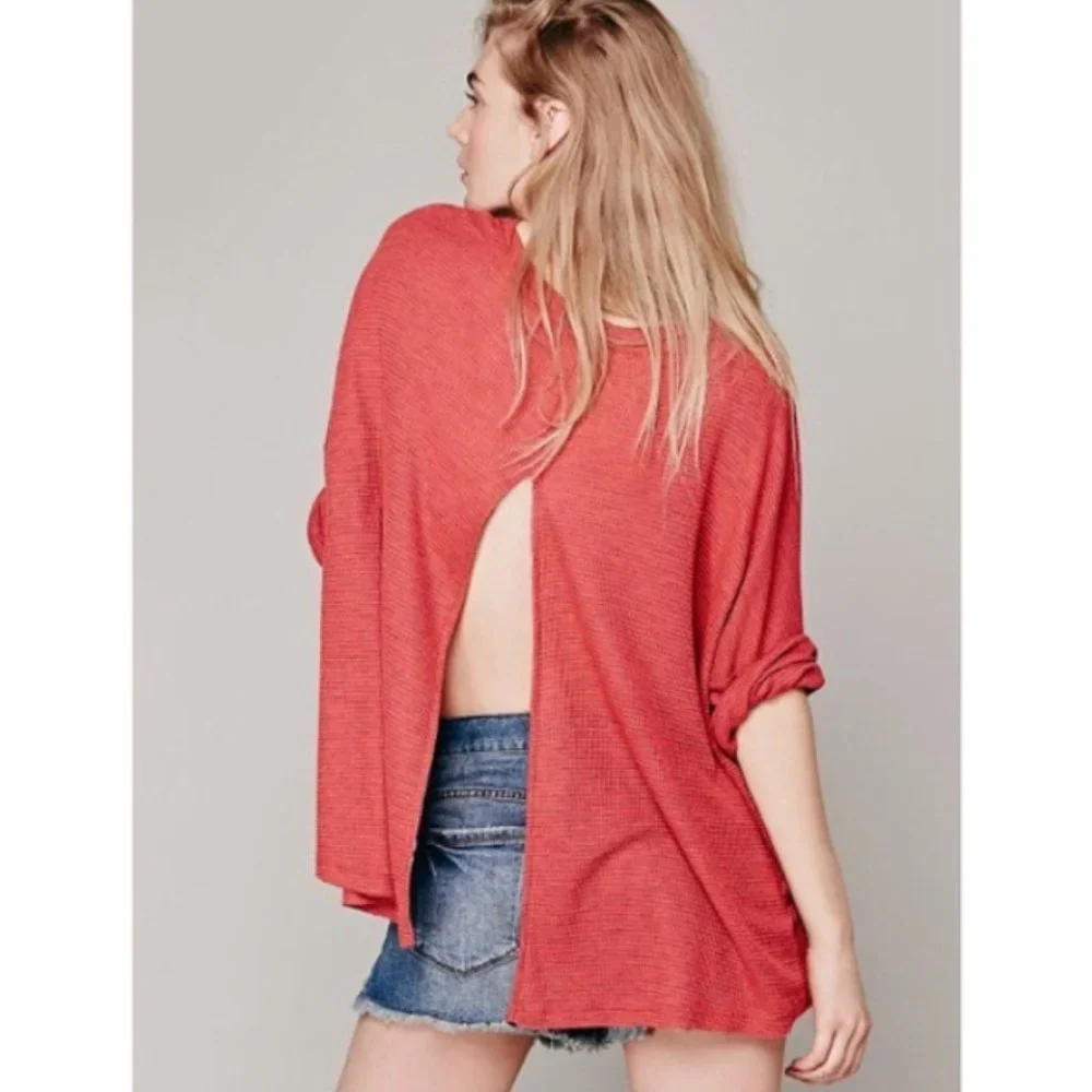 NEW Free People Storyteller oversized split back‎ thermal pink XS